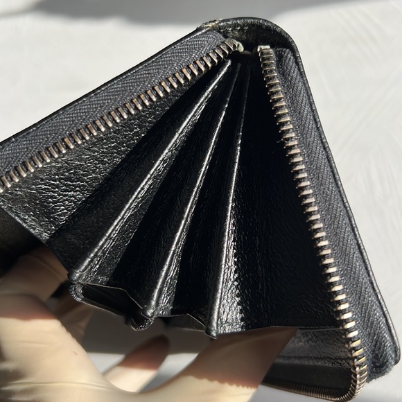 GUCCI GG Logo Canvas & Leather Zip Around Long Wallet Black Silver-tone Auth. - Picture 9 of 17